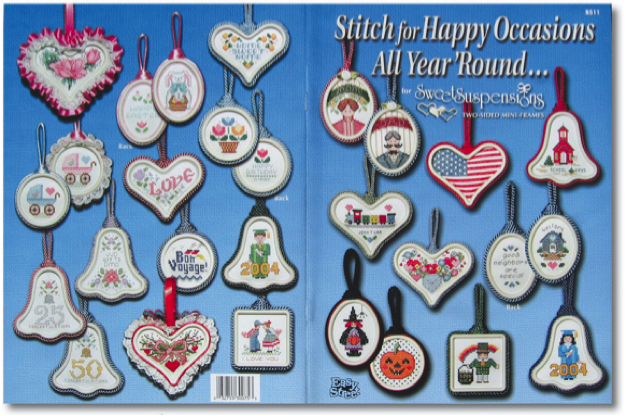 Book with 24 cross-stitch designs for every occasion created to fit in Sweet Suspensions frames.